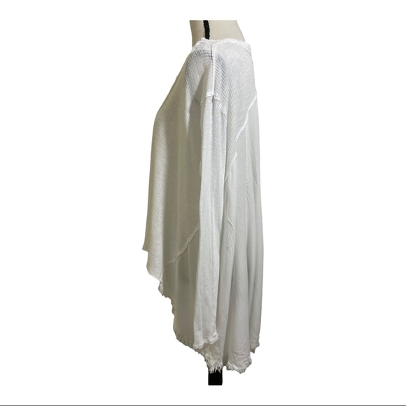 We the free ribbed hi low T-shirt white long sleeve size small viscose blend - Picture 7 of 10